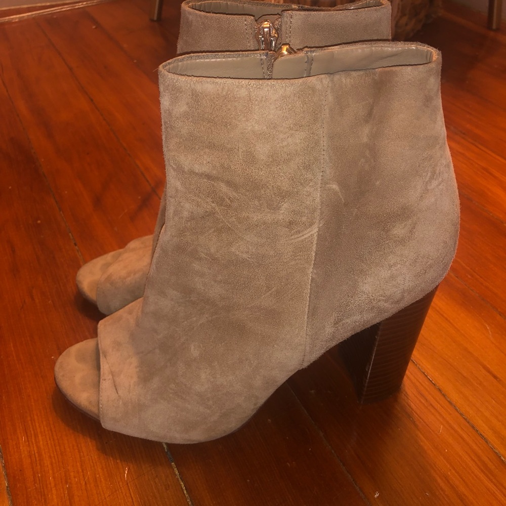 Same Edelman Peep Toe Suede Bootie
